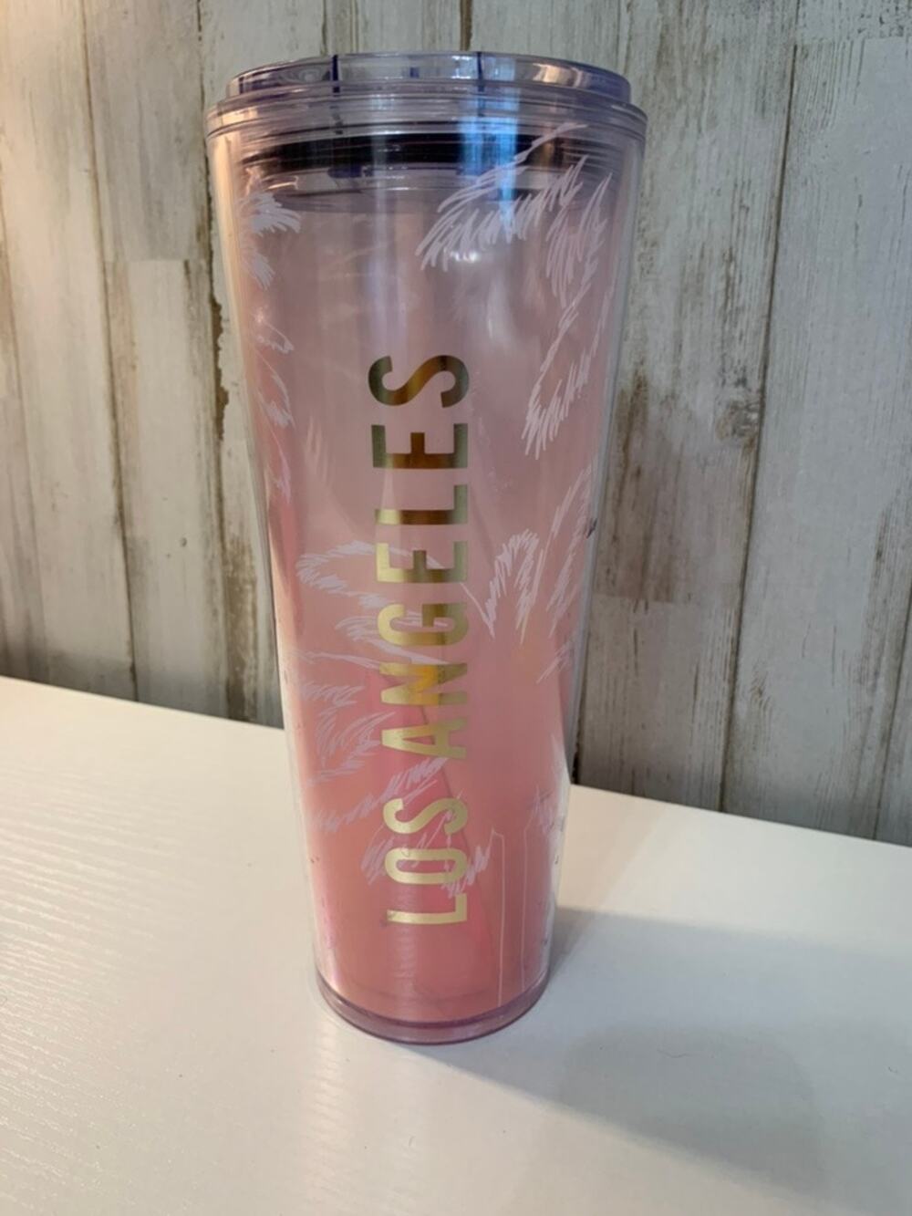 Starbucks Los Angeles LA Pink Palm Trees Tumbler Venti 24oz